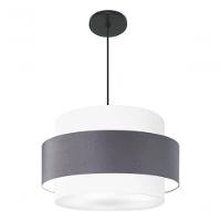 Lustre Para Sala De Jantar Vivare Md-4394 Cúpula Em Tecido 50cm Branco-cinza-escuro-branco 127/220v - 5