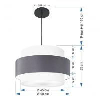 Lustre Para Sala De Jantar Vivare Md-4394 Cúpula Em Tecido 50cm Branco-cinza-escuro-branco 127/220v - 6