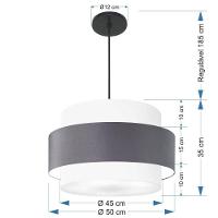 Lustre Para Sala De Jantar Vivare Md-4394 Cúpula Em Tecido 50cm Branco-cinza-escuro-branco 127/220v - 9