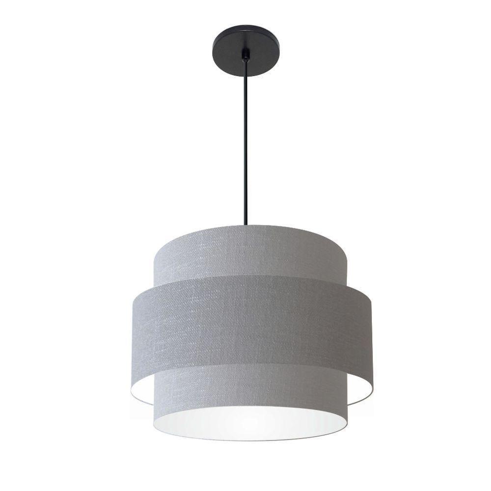 Lustre Para Sala De Jantar Vivare Md-4393 Cúpula Em Tecido 45cm Rustico-cinza 127/220v - 1