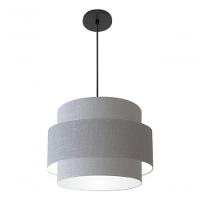 Lustre Para Sala De Jantar Vivare Md-4393 Cúpula Em Tecido 45cm Rustico-cinza 127/220v - 7