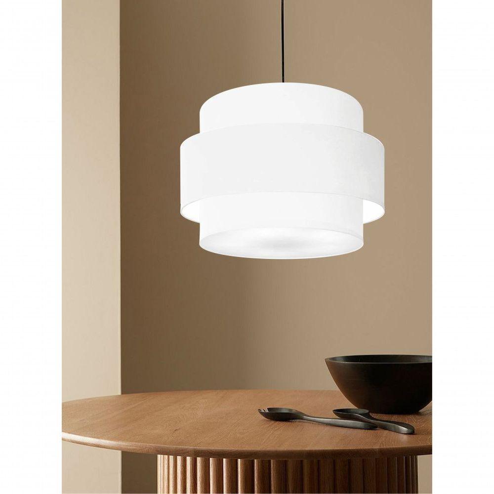 Lustre Para Sala De Jantar Vivare Md-4394 Cúpula Em Tecido 50cm Branco 127/220v - 3