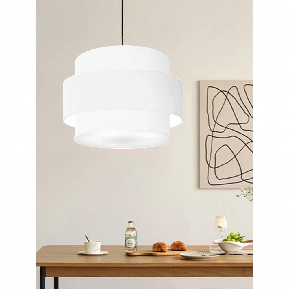 Lustre Para Sala De Jantar Vivare Md-4394 Cúpula Em Tecido 50cm Branco 127/220v - 4
