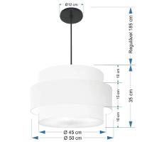 Lustre Para Sala De Jantar Vivare Md-4394 Cúpula Em Tecido 50cm Branco 127/220v - 2