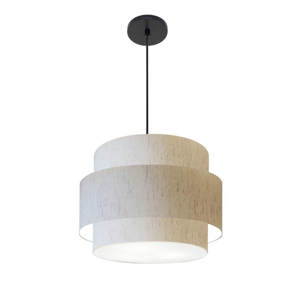 Lustre Para Sala De Jantar Vivare Md-4393 Cúpula Em Tecido 45cm Linho Bege 127/220v - 1