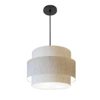 Lustre Para Sala De Jantar Vivare Md-4393 Cúpula Em Tecido 45cm Linho Bege 127/220v - 1