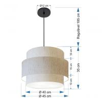 Lustre Para Sala De Jantar Vivare Md-4393 Cúpula Em Tecido 45cm Linho Bege 127/220v - 8