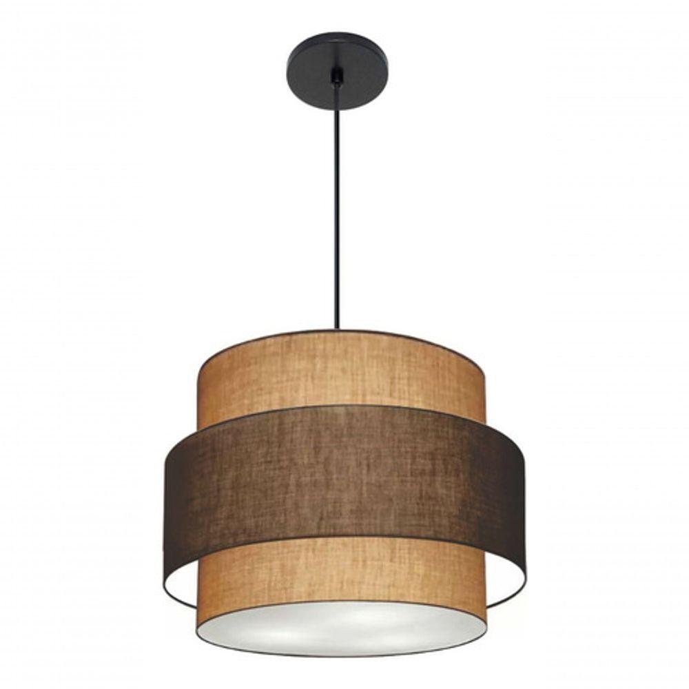 Lustre Para Sala De Jantar Vivare Md-4393 Cúpula Em Tecido 45cm Palha-café-palha 127/220v - 7