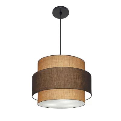 Lustre Para Sala De Jantar Vivare Md-4393 Cúpula Em Tecido 45cm Palha-café-palha 127/220v