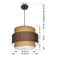 Lustre Para Sala De Jantar Vivare Md-4393 Cúpula Em Tecido 45cm Palha-café-palha 127/220v - 8