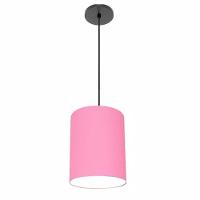 Lustre Luminária Pendente Vivare Free Lux Pe-4103pr Cúpula Em Tecido 15x20cm Rosa-tela Canopla Preta E Fio Preto - 1