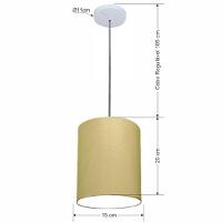 Lustre Luminária Pendente Vivare Free Lux Pe-4103br Cúpula Em Tecido 15x20cm Algodão-crú Canopla Branca E Fio Cristal - 2