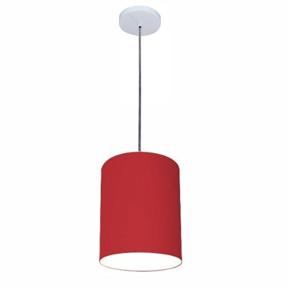 Lustre Luminária Pendente Vivare Free Lux Pe-4103br Cúpula Em Tecido 15x20cm Bordo Canopla Branca E Fio Cristal - 1
