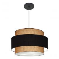 Lustre Para Sala De Jantar Vivare Md-4396 Cúpula Em Tecido 60cm Palha-preto-palha 127/220v - 7