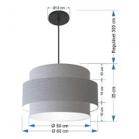 Lustre Para Sala De Jantar Vivare Md-4396 Cúpula Em Tecido 60cm Rustico-cinza 127/220v - 8