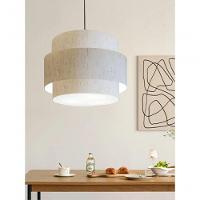 Lustre Para Sala De Jantar Vivare Md-4396 Cúpula Em Tecido 60cm Linho Bege 127/220v - 3