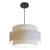 Lustre Para Sala De Jantar Vivare Md-4396 Cúpula Em Tecido 60cm Linho Bege 127/220v - 7
