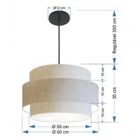 Lustre Para Sala De Jantar Vivare Md-4396 Cúpula Em Tecido 60cm Linho Bege 127/220v - 8