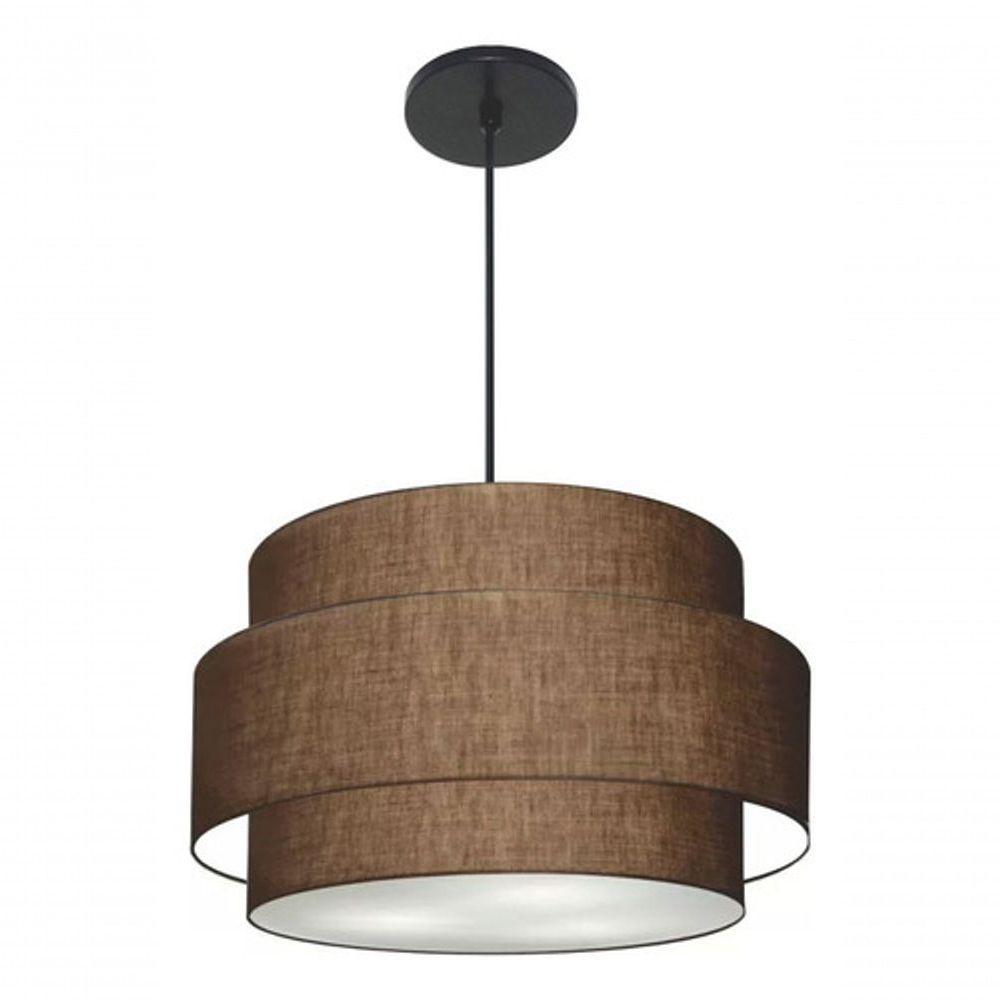 Lustre Para Sala De Jantar Vivare Md-4396 Cúpula Em Tecido 60cm Café 127/220v - 6