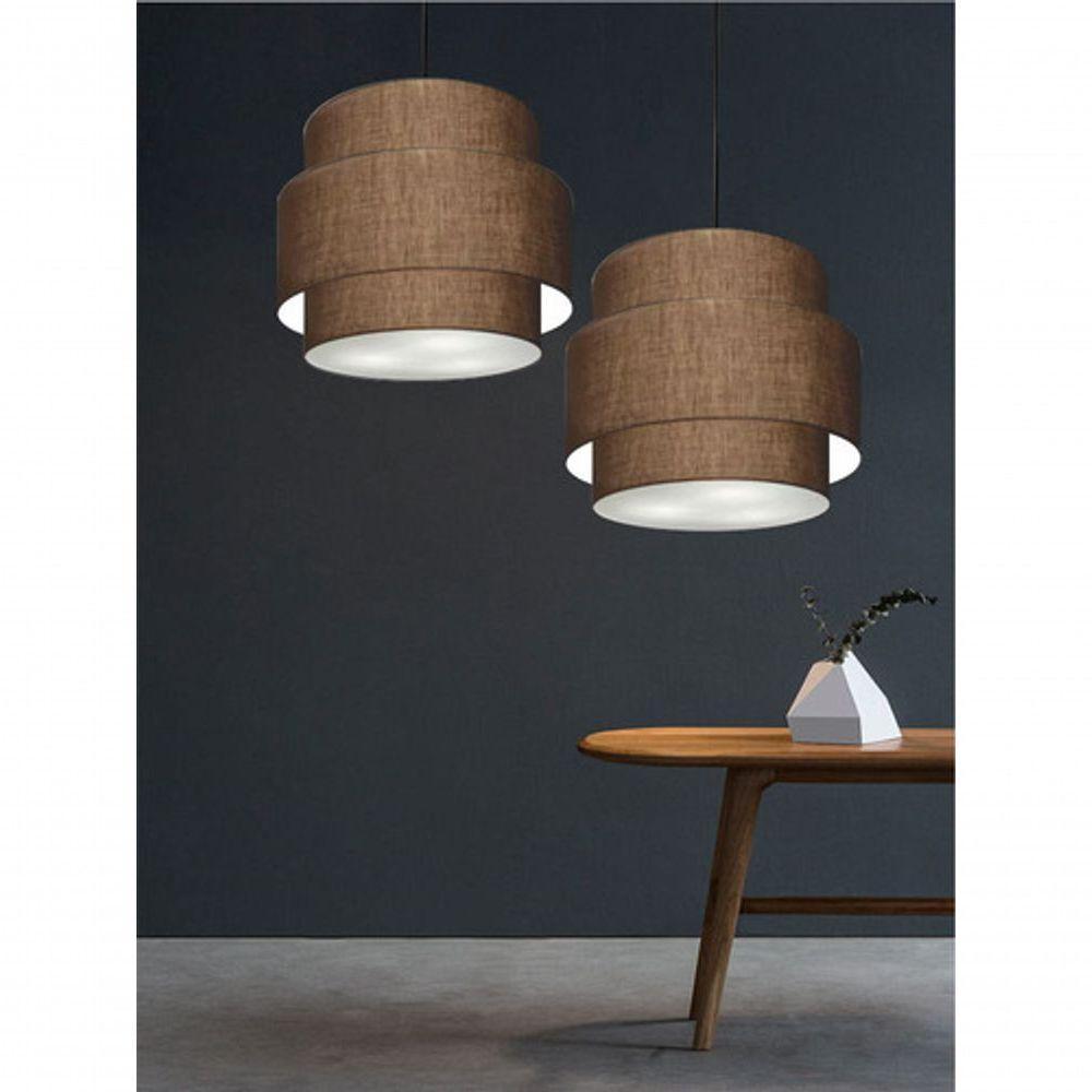 Lustre Para Sala De Jantar Vivare Md-4396 Cúpula Em Tecido 60cm Café 127/220v - 9