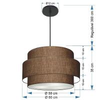 Lustre Para Sala De Jantar Vivare Md-4396 Cúpula Em Tecido 60cm Café 127/220v - 2