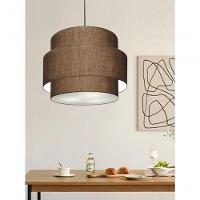 Lustre Para Sala De Jantar Vivare Md-4396 Cúpula Em Tecido 60cm Café 127/220v - 8