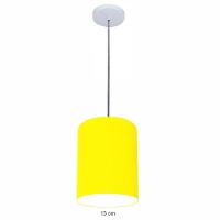 Lustre Luminária Pendente Vivare Free Lux Pe-4103br Cúpula Em Tecido 15x20cm Amarelo Canopla Branca E Fio Cristal - 1