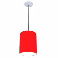 Lustre Luminária Pendente Vivare Free Lux Pe-4103br Cúpula Em Tecido 15x20cm Vermelho Canopla Branca E Fio Cristal - 1
