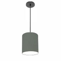 Lustre Luminária Pendente Vivare Free Lux Pe-4103pr Cúpula Em Tecido 15x20cm Cinza-escuro Canopla Preta E Fio Preto - 1