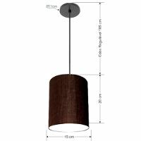 Lustre Luminária Pendente Vivare Free Lux Pe-4103pr Cúpula Em Tecido 15x20cm Café Canopla Preta E Fio Preto - 2