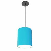 Lustre Luminária Pendente Vivare Free Lux Pe-4103pr Cúpula Em Tecido 15x20cm Azul-turquesa Canopla Preta E Fio Preto - 1
