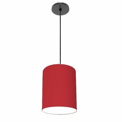 Lustre Luminária Pendente Vivare Free Lux Pe-4103pr Cúpula Em Tecido 15x20cm Bordo Canopla Preta E Fio Preto