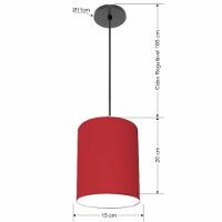 Lustre Luminária Pendente Vivare Free Lux Pe-4103pr Cúpula Em Tecido 15x20cm Bordo Canopla Preta E Fio Preto - 2