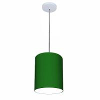 Lustre Luminária Pendente Vivare Free Lux Pe-4103br Cúpula Em Tecido 15x20cm Verde-folha Canopla Branca E Fio Cristal - 1