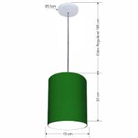 Lustre Luminária Pendente Vivare Free Lux Pe-4103br Cúpula Em Tecido 15x20cm Verde-folha Canopla Branca E Fio Cristal - 2