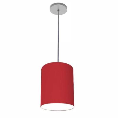 Lustre Luminária Pendente Vivare Free Lux Pe-4103cz Cúpula Em Tecido 15x20cm Bordo Canopla Cinza E Fio Cristal
