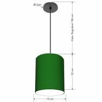 Lustre Luminária Pendente Vivare Free Lux Pe-4103pr Cúpula Em Tecido 15x20cm Verde-folha Canopla Preta E Fio Preto - 2