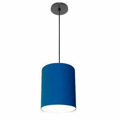 Lustre Luminária Pendente Vivare Free Lux Pe-4104pr Cúpula Em Tecido 15x25cm Azul-marinho Canopla Preta E Fio Preto