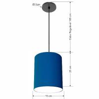 Lustre Luminária Pendente Vivare Free Lux Pe-4104pr Cúpula Em Tecido 15x25cm Azul-marinho Canopla Preta E Fio Preto - 2