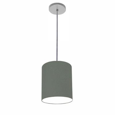 Lustre Luminária Pendente Vivare Free Lux Pe-4103cz Cúpula Em Tecido 15x20cm Cinza-escuro Canopla Cinza E Fio Cristal