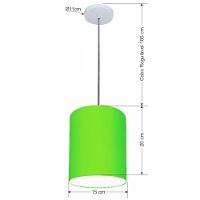 Lustre Luminária Pendente Vivare Free Lux Pe-4103br Cúpula Em Tecido 15x20cm Verde-limão Canopla Branca E Fio Cristal - 2