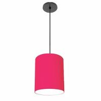Lustre Luminária Pendente Vivare Free Lux Pe-4104pr Cúpula Em Tecido 15x25cm Pink Canopla Preta E Fio Preto - 1