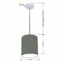 Lustre Luminária Pendente Vivare Free Lux Pe-4104br Cúpula Em Tecido 15x25cm Cinza-escuro Canopla Branca E Fio Cristal - 2