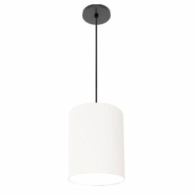 Lustre Luminária Pendente Vivare Free Lux Pe-4104pr Cúpula Em Tecido 15x25cm Branca Canopla Preta E Fio Preto