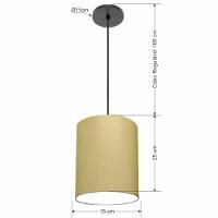 Lustre Luminária Pendente Vivare Free Lux Pe-4104pr Cúpula Em Tecido 15x25cm Algodão-crú Canopla Preta E Fio Preto - 2