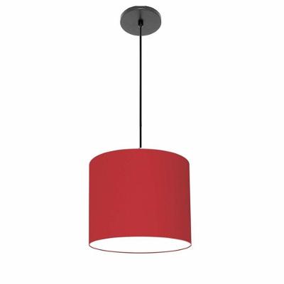 Lustre Luminária Pendente Vivare Free Lux Pe-4105pr Cúpula Em Tecido 20x22cm Bordo Canopla Preta E Fio Preto