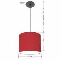 Lustre Luminária Pendente Vivare Free Lux Pe-4105pr Cúpula Em Tecido 20x22cm Bordo Canopla Preta E Fio Preto - 2