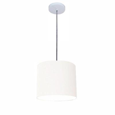 Lustre Luminária Pendente Vivare Free Lux Pe-4105br Cúpula Em Tecido 20x22cm Branca Canopla Branca E Fio Cristal