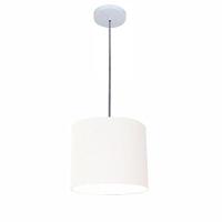 Lustre Luminária Pendente Vivare Free Lux Pe-4105br Cúpula Em Tecido 20x22cm Branca Canopla Branca E Fio Cristal - 1