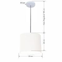 Lustre Luminária Pendente Vivare Free Lux Pe-4105br Cúpula Em Tecido 20x22cm Branca Canopla Branca E Fio Cristal - 2